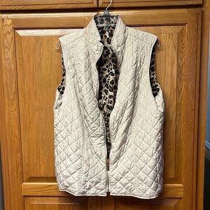 Cream and Leopard Vest. Reversible. Charter Club. XL